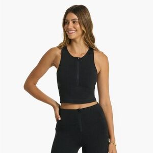 NWT Vuori Granite Heathered Zip Tank Size Small